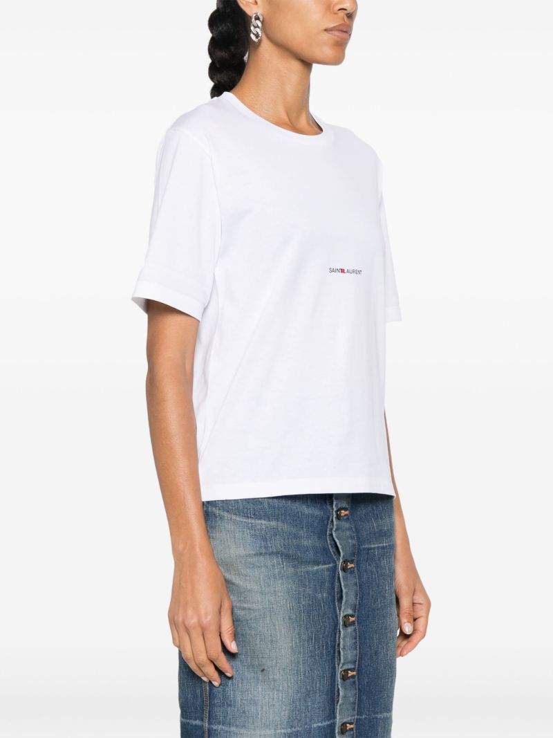 White Logo Print Cotton T-shirt