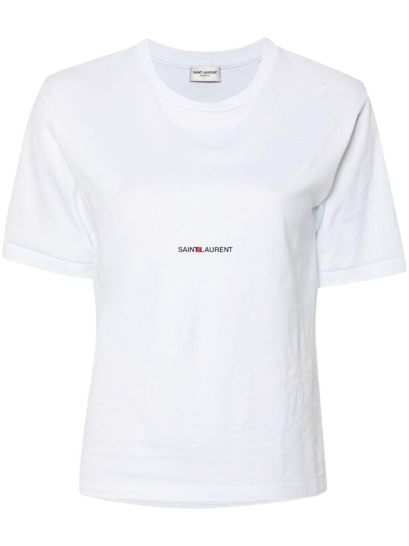 White Logo Print Cotton T-shirt