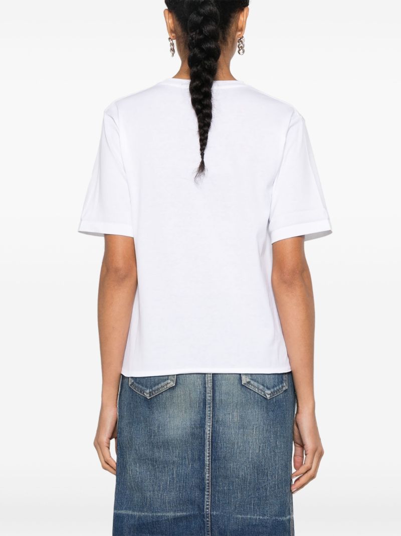 White Logo Print Cotton T-shirt