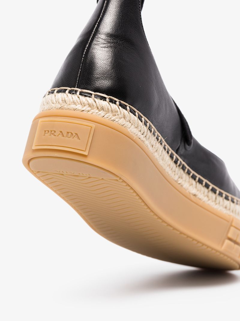 Black 40 Ankle Tie Leather Flatform Pumps