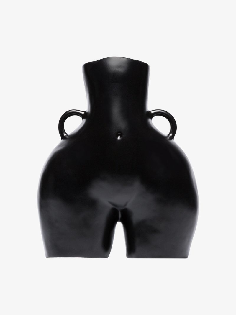 Black Love Handles Earthenware Vase
