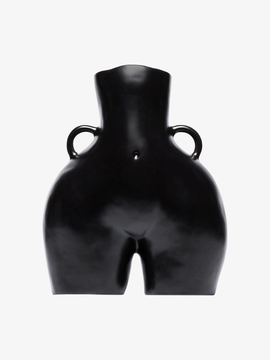 Black Love Handles Earthenware Vase