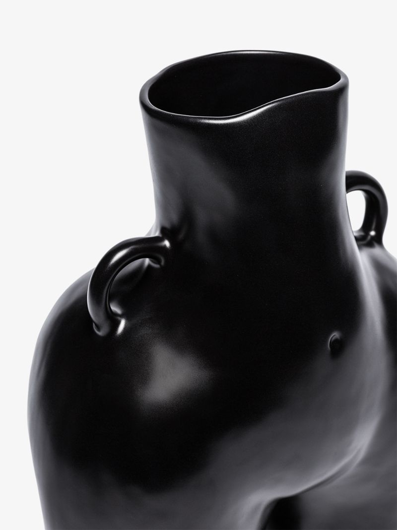Black Love Handles Earthenware Vase