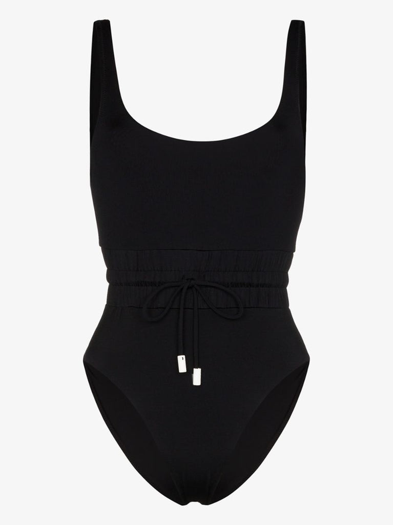 Track Drawstring Waist Swimsuit