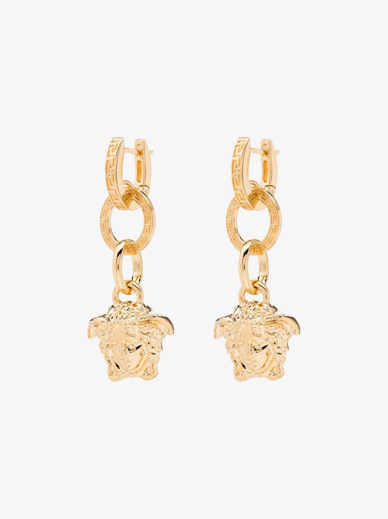 Gold Tone Medusa Drop Earrings