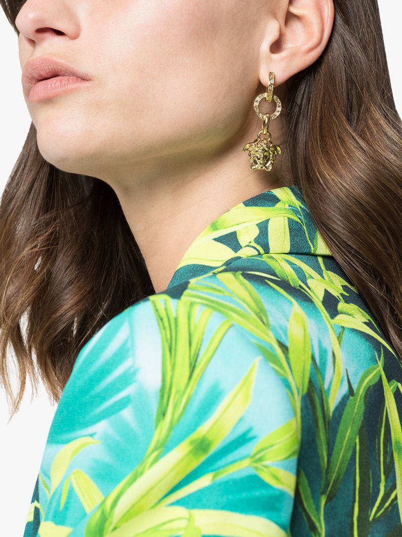 Gold Tone Medusa Drop Earrings