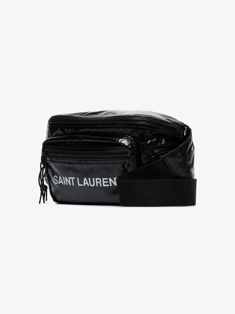 Black Nylon Cross Body Belt Bag