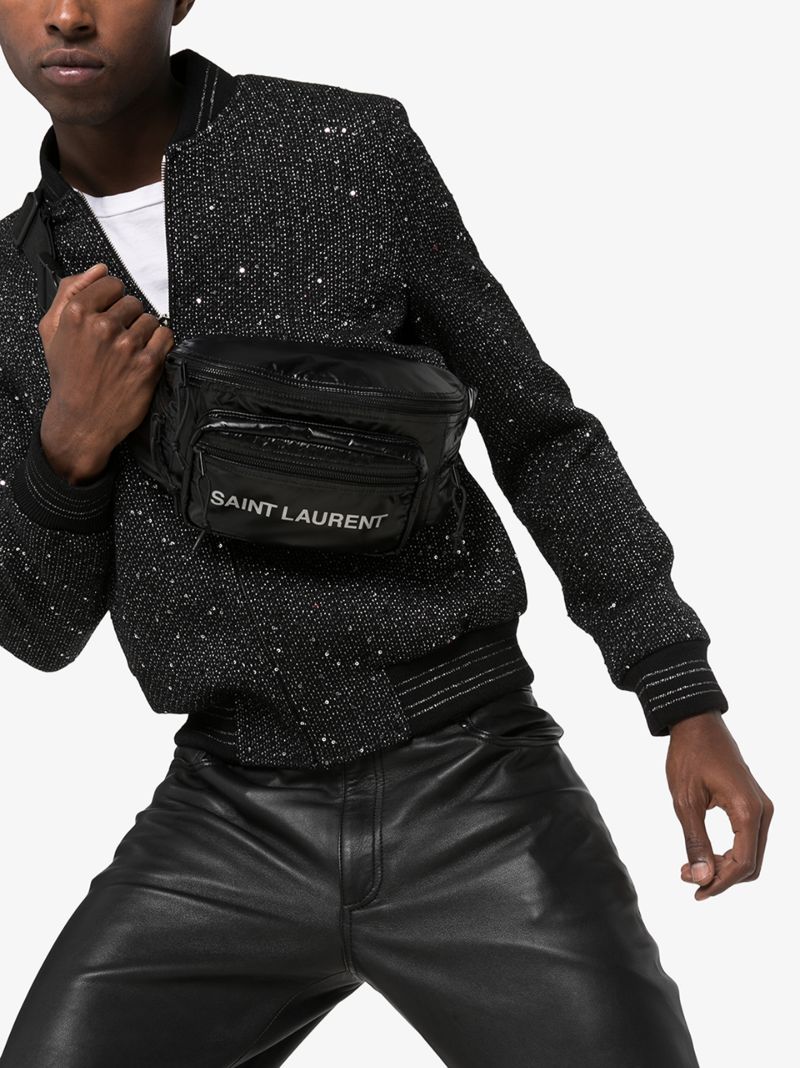 Black Nylon Cross Body Belt Bag