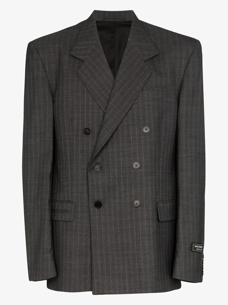 Grey Pinstripe Wool Blazer