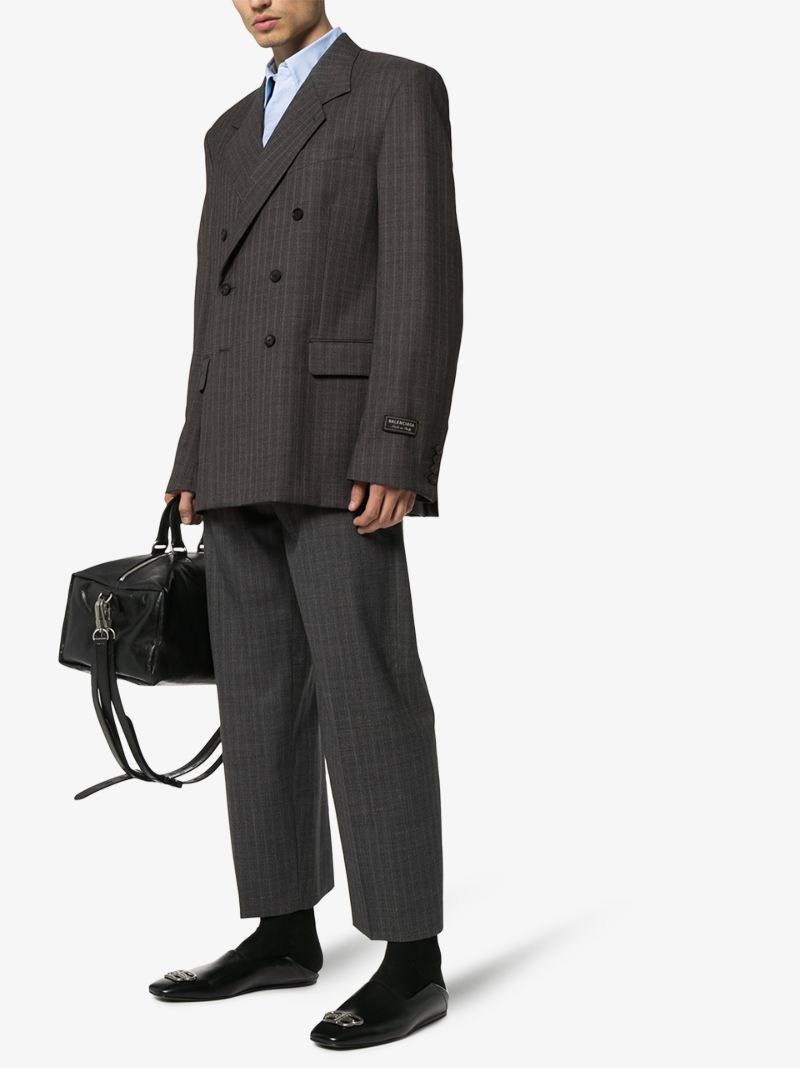 Grey Pinstripe Wool Blazer