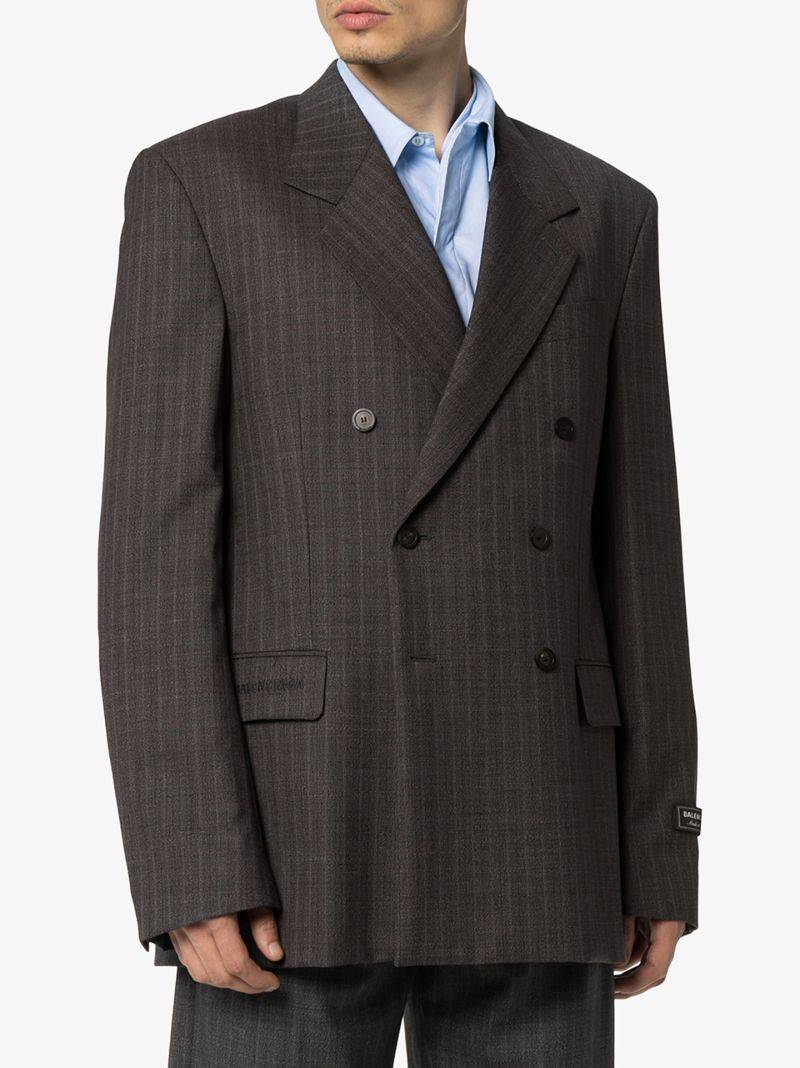 Grey Pinstripe Wool Blazer