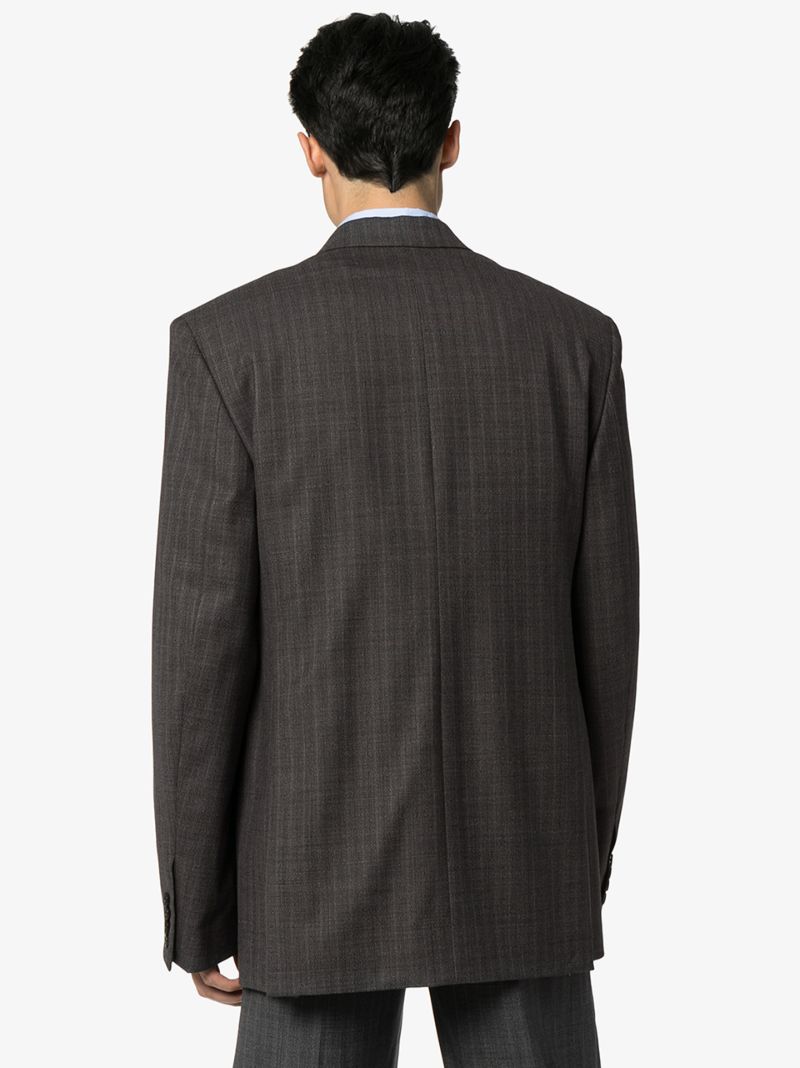 Grey Pinstripe Wool Blazer