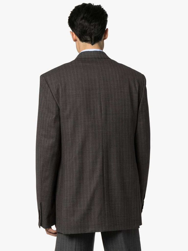Grey Pinstripe Wool Blazer
