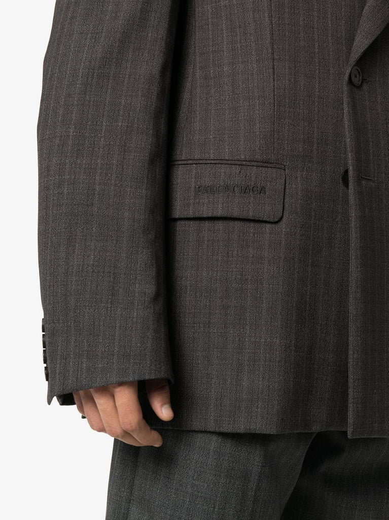 Grey Pinstripe Wool Blazer