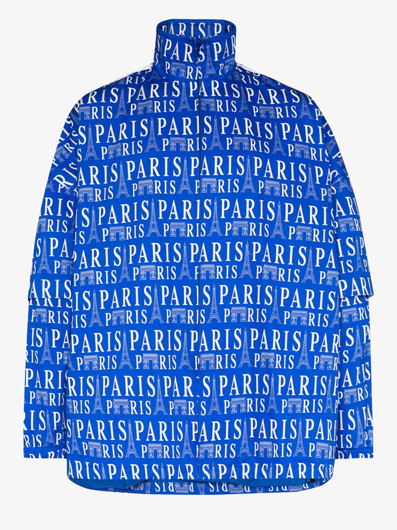 Paris Print Split Sleeve Track Jacket
