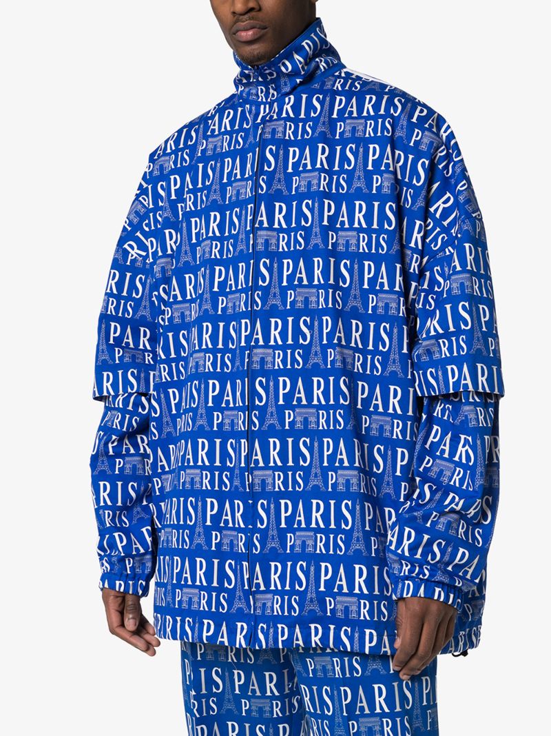 Paris Print Split Sleeve Track Jacket