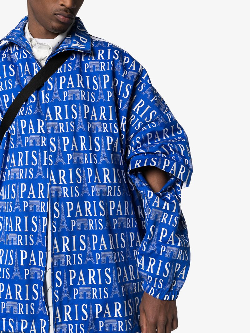 Paris Print Split Sleeve Track Jacket