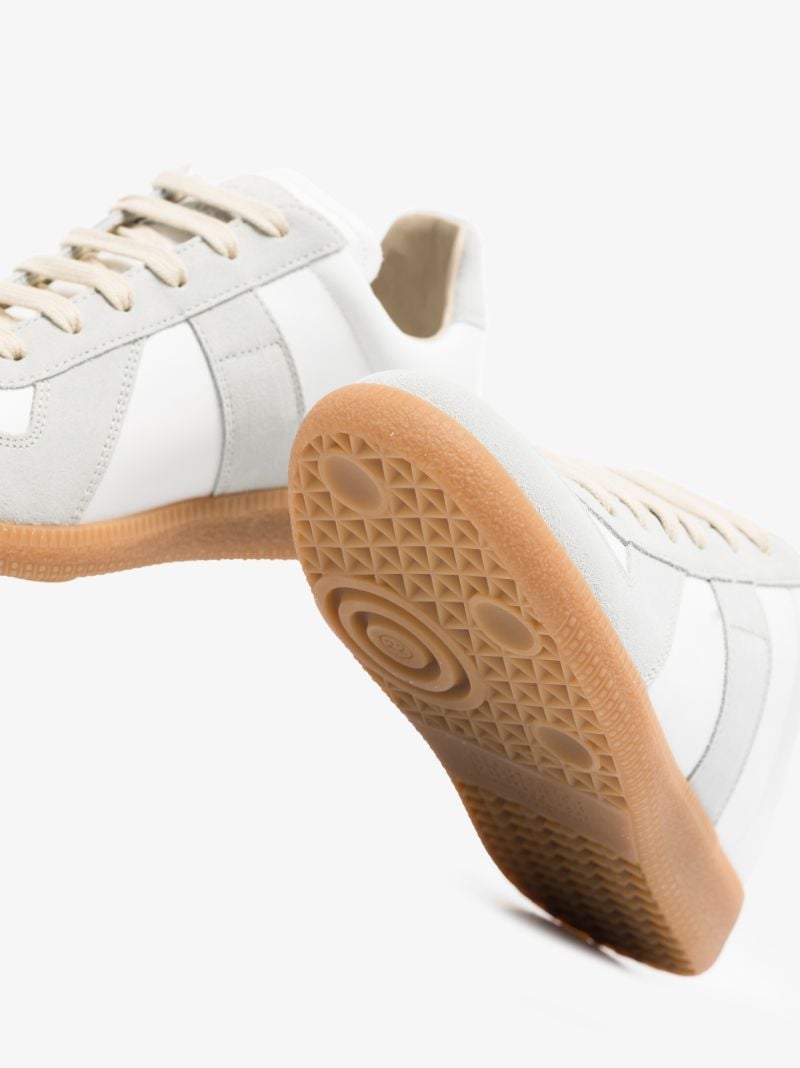 White and Grey Replica Leather Sneakers