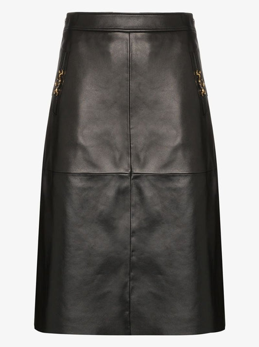 Horsebit Leather Skirt