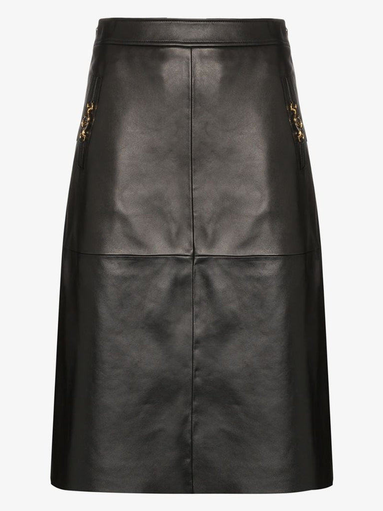 Horsebit Leather Skirt