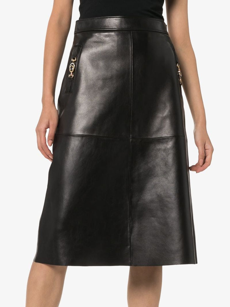 Horsebit Leather Skirt