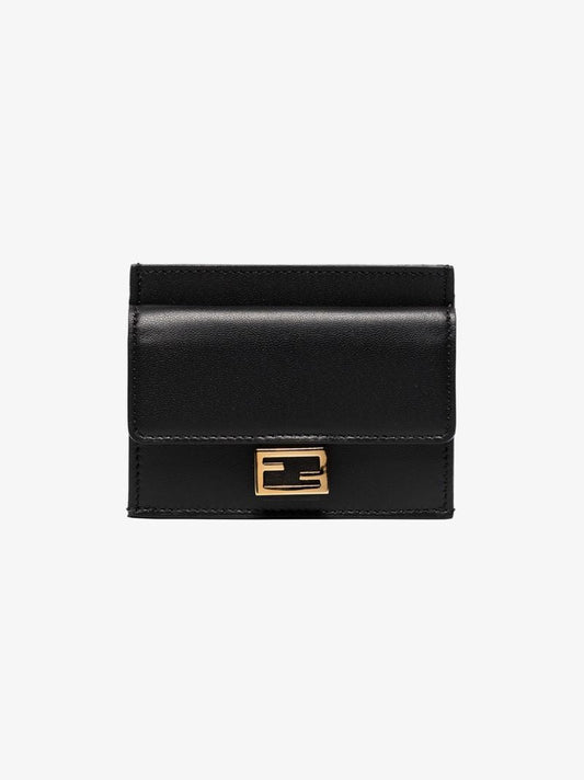 Black Baguette Ff Embossed Leather Card Holder