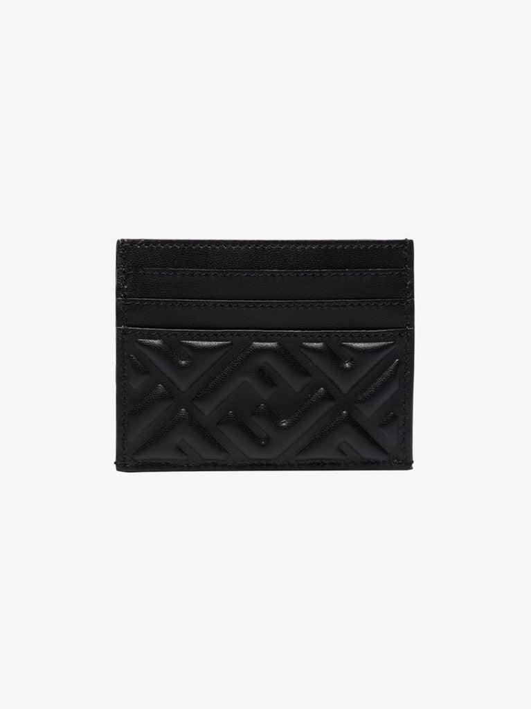 Black Baguette Ff Embossed Leather Card Holder