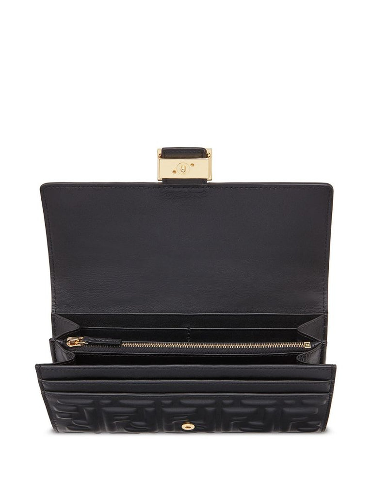 Black Ff Embossed Leather Wallet