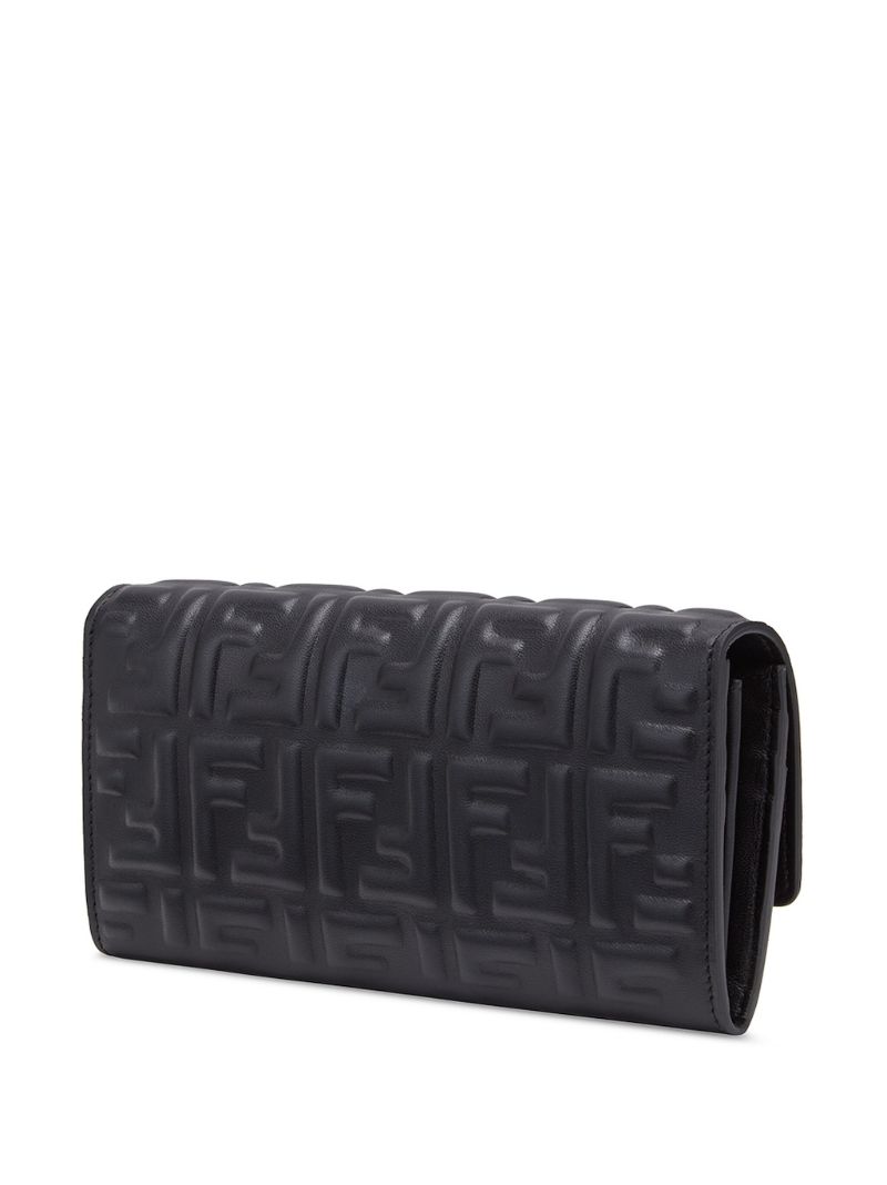 Black Ff Embossed Leather Wallet