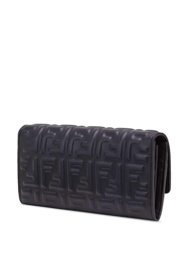 Black Ff Embossed Leather Wallet