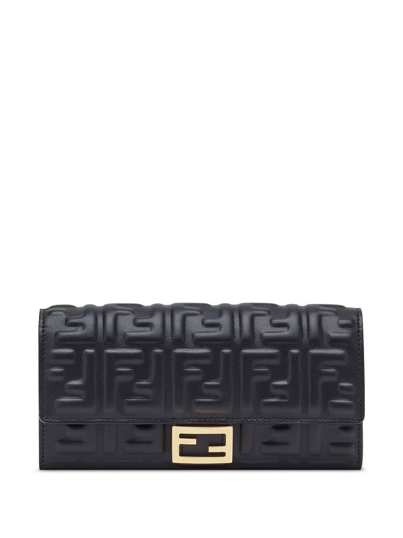 Black Ff Embossed Leather Wallet