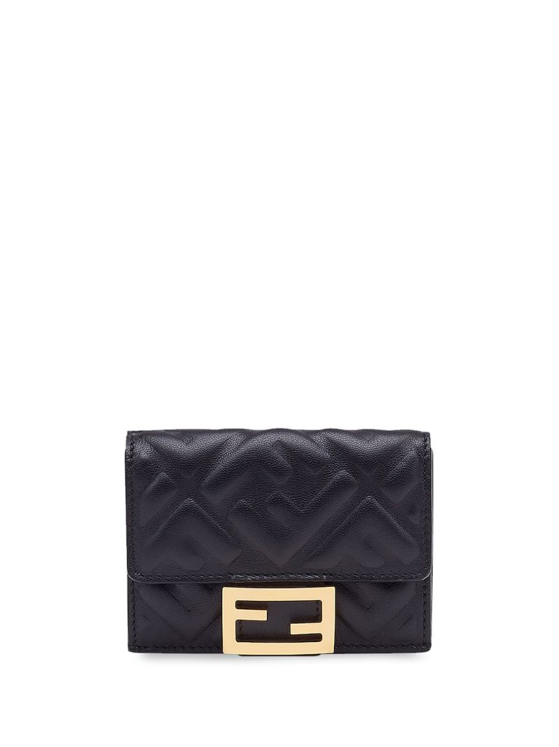 Black Ff Embossed Leather Wallet