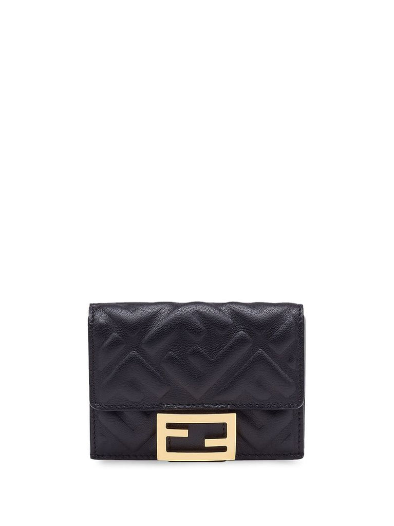 Black Ff Embossed Leather Wallet