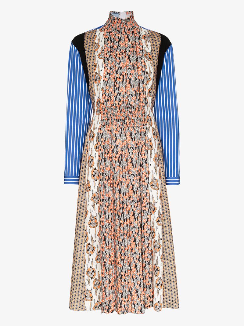 Floral Print Pleated SablÃ_x0083_Â© Dress