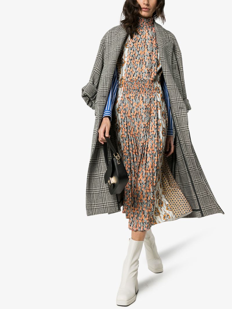 Floral Print Pleated SablÃ_x0083_Â© Dress