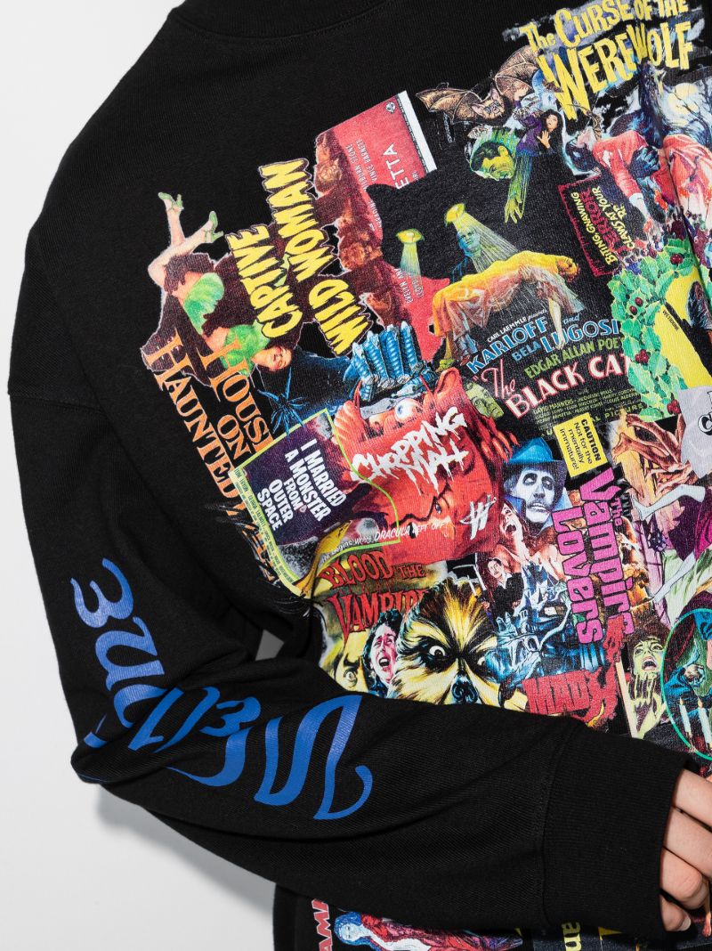 Horror Collage Print Cotton Sweatshirt