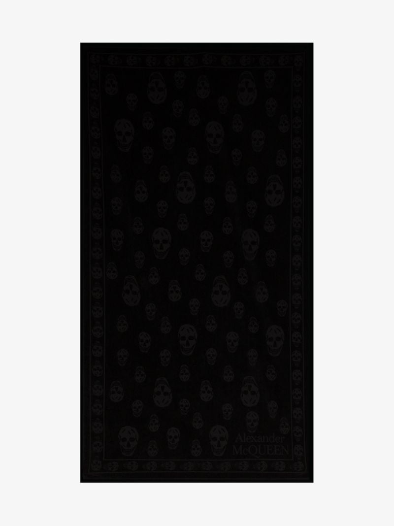 Black Skull Embroidered Cotton Towel