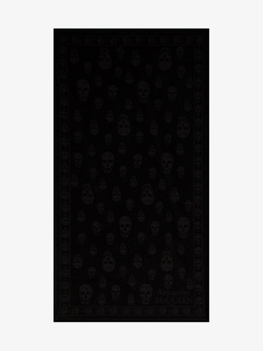 Black Skull Embroidered Cotton Towel