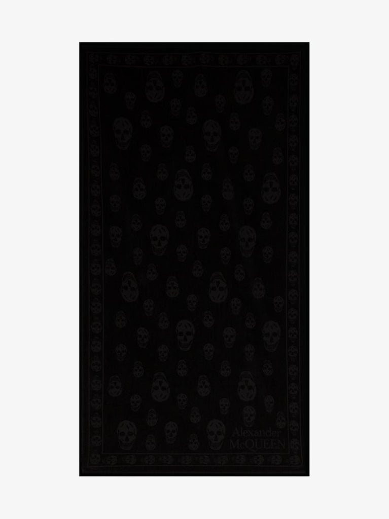 Black Skull Embroidered Cotton Towel