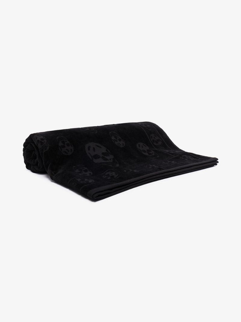 Black Skull Embroidered Cotton Towel