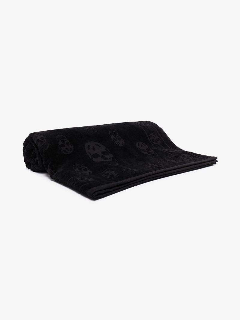 Black Skull Embroidered Cotton Towel