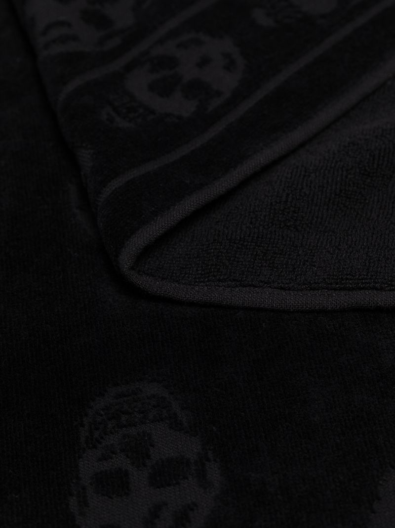 Black Skull Embroidered Cotton Towel