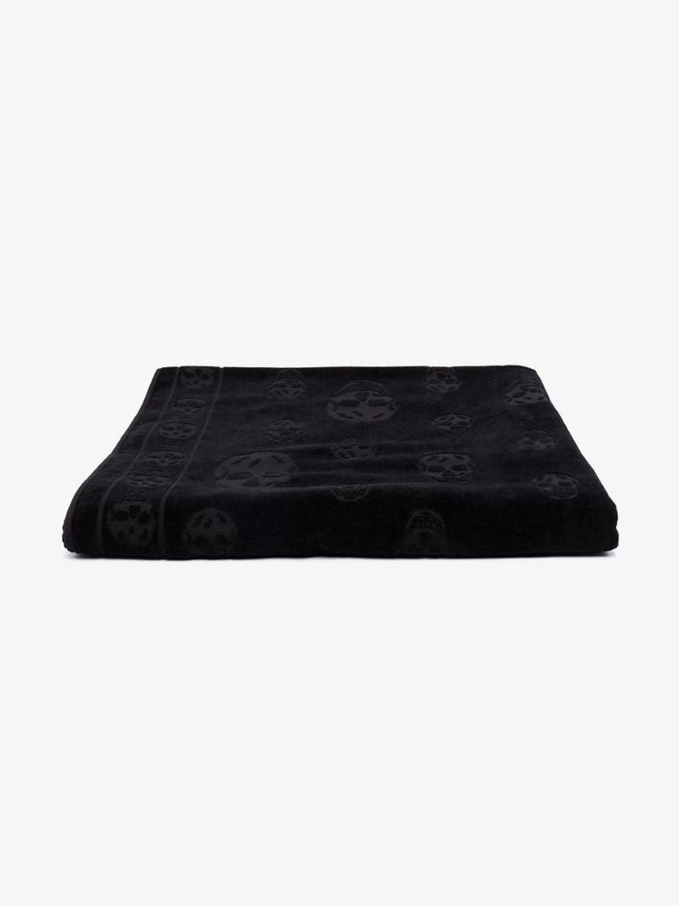 Black Skull Embroidered Cotton Towel