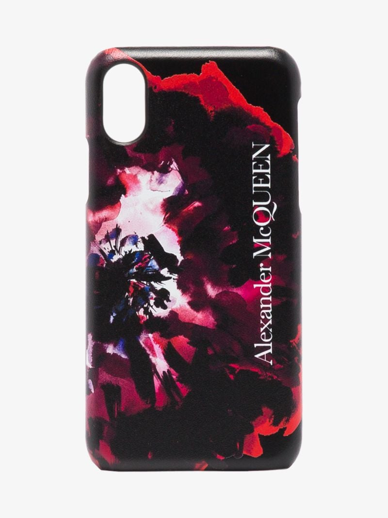 Black Painterly Rose Iphone Xs Css Leather Case