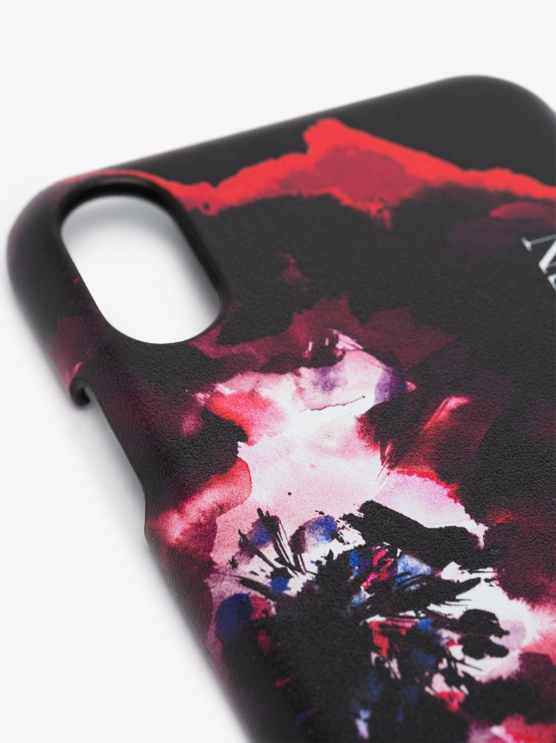 Black Painterly Rose Iphone Xs Css Leather Case