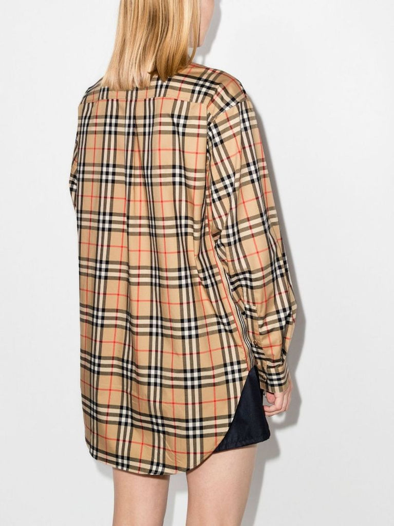 Neutral Vintage Check Oversized Shirt