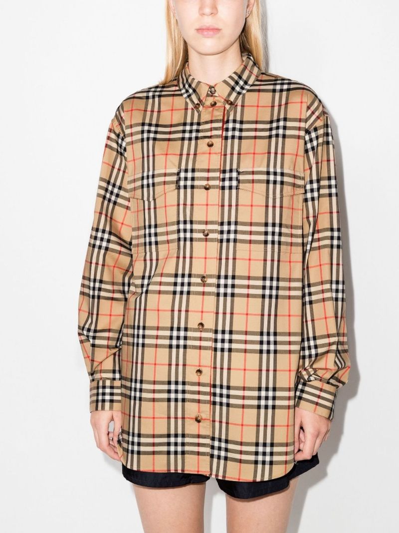 Neutral Vintage Check Oversized Shirt