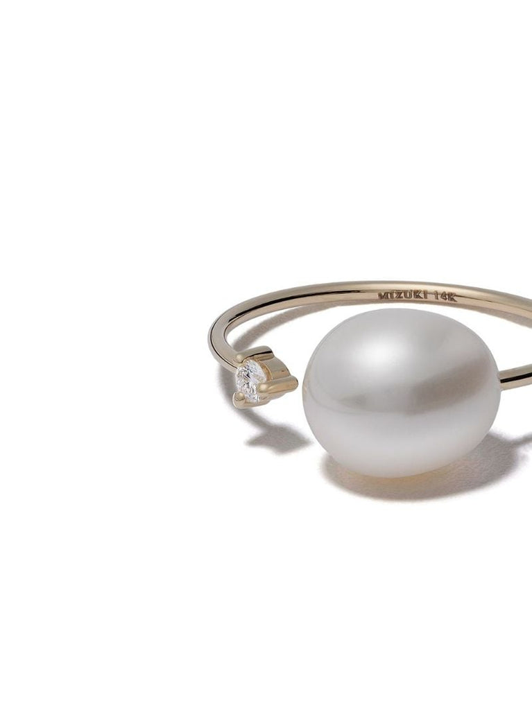 14k Yellow Gold Sea of Beauty Pearl and Diamond Ring