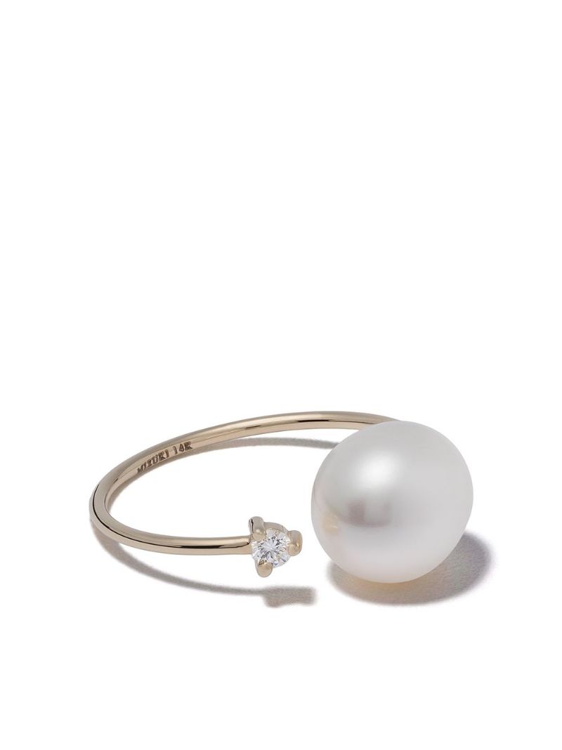 14k Yellow Gold Sea of Beauty Pearl and Diamond Ring