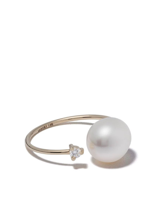 14k Yellow Gold Sea of Beauty Pearl and Diamond Ring